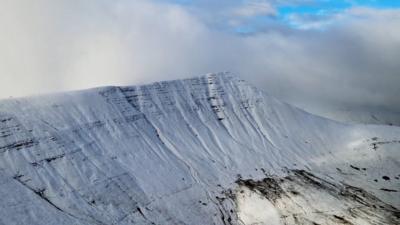 Flying high over south Wales’ snow-covered mountains, a drone was used to capture this footage