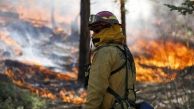 Firefighter in protective gear