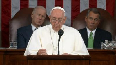 Pope Francis addressing congress