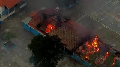 Prison building on fire