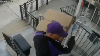 CCTV footage shows three people being robbed by fake FedEx couriers in a Brooklyn home.