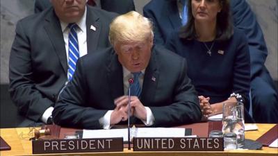 Trump speaking at UN