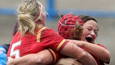 Wales women celebrate