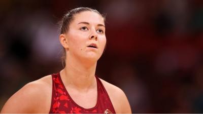 England netballer Eleanor Cardwell in action