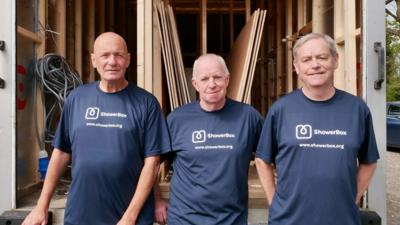 Bruce, Don and Ewen working on their ShowerBox