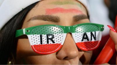 An Iranian football fan in Tehran's Azadi stadium.