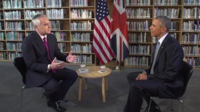 Huw Edwards and President Barack Obama