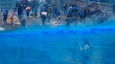 hong kong blue water cannon