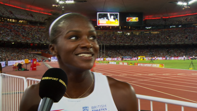 Dina Asher-Smith speaks to the BBC after her World Championship heat