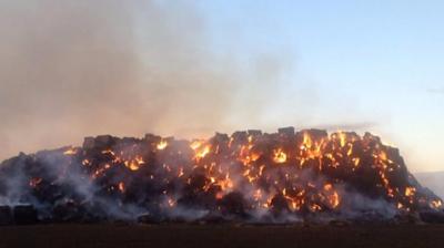 Watton straw stack fire