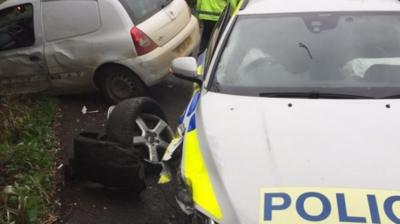 Crash involving police vehicle and Leroy Harding