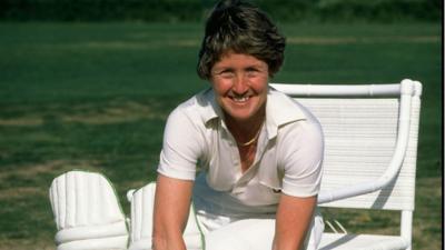 Rachael Heyhoe Flint in cricket whites