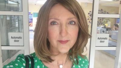 Victoria Derbyshire leaving hospital