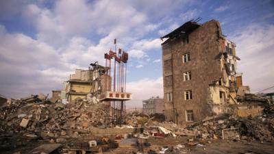 Devastated buildings