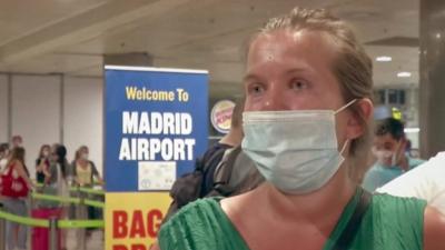 Traveller in Madrid Airport