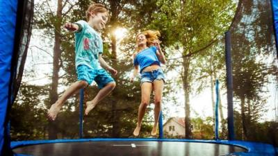 Children on a trampoline