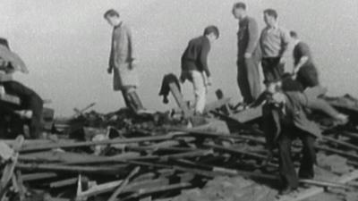 b/w screen shot of Aberfan aftermath