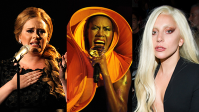 Montage of Adele, Grace Jones and Lady Gaga