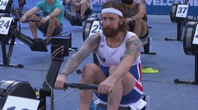 Bradley Wiggins using a rowing machine