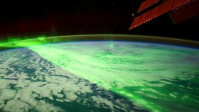 The Aurora Borealis filmed by the ISS.