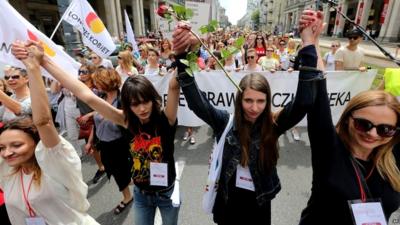 March in Warsaw against proposed changes to Poland's abortion laws