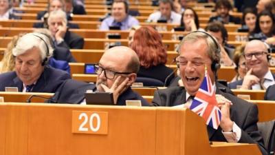 Leader of UKIP Nigel Farage, front right, attends a special session of the European Parliament in Brussels