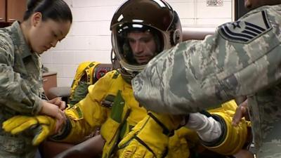 U2 pilot in flight suit