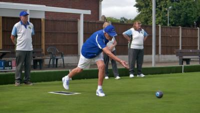 Alan Jones-Bratt bowling at Stourport-on-Severn