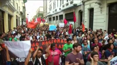 Protesters in Lima, Peru