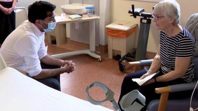 Humza Yousaf and patient Elizabeth Gamper