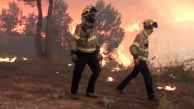 Firefighters tackling blaze in Catalonia