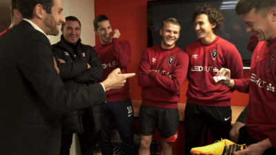 Salford City with magician Jamie Raven
