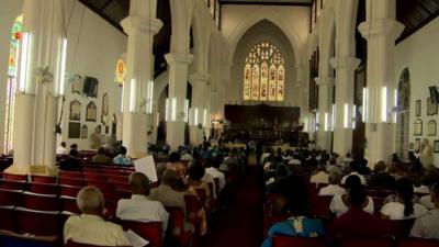 People worshiping in Cathedral