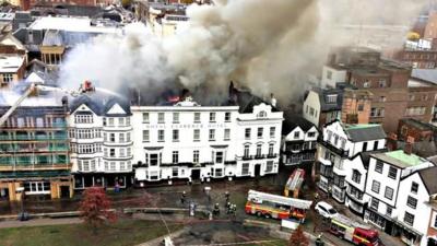 Fire at "oldest hotel in England" in Exeter