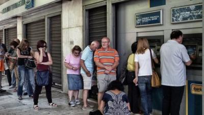 Queue outside cash machine