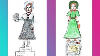 Drawings for ideas of Mary Anning's statue.