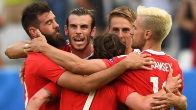 Wales players celebrate