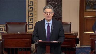 Al Franken giving his resignation speech