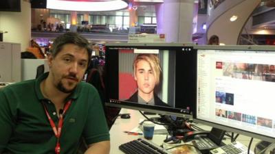 BBC YouTube editor at his desk