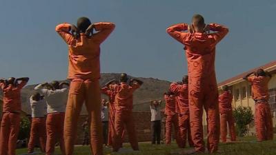 Prisoners doing yoga in South Africa