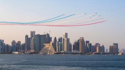 Red Arrows fly over Doha