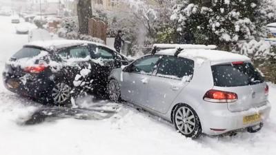 car crash in snow