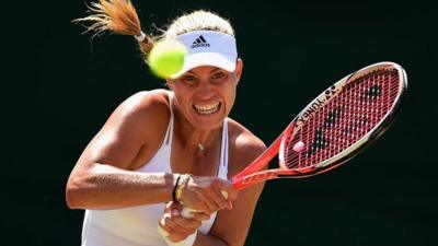 Angelique Kerber in action of the third round at Wimbledon