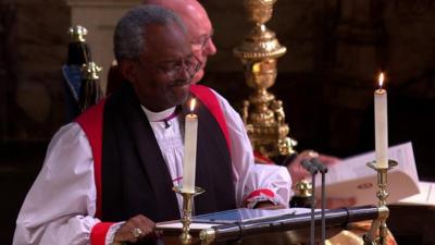 Rev Michael Curry delivers sermon