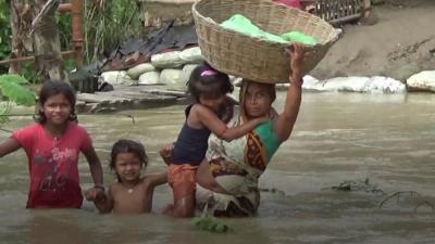 People stranded in floods