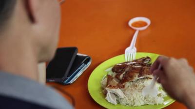 A man eating food