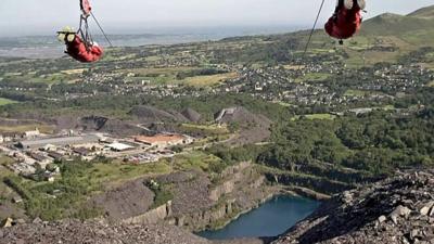 British stuntman, Nicholas Daines, on world's fastest zip line