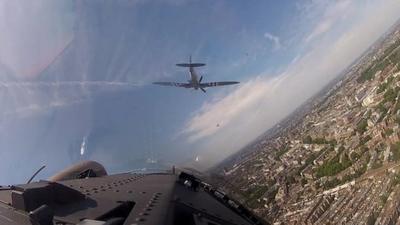 Cockpit view of Battle of Britain anniversary flypast