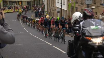 Riders racing through Warkworth