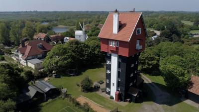 aerial view of the house in the clouds